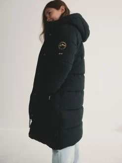 Superdry Black Longline Puffer Coat