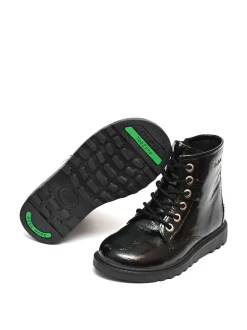 ToeZone Abby Girls Patent Leather Ortholite Ankle Black Boots