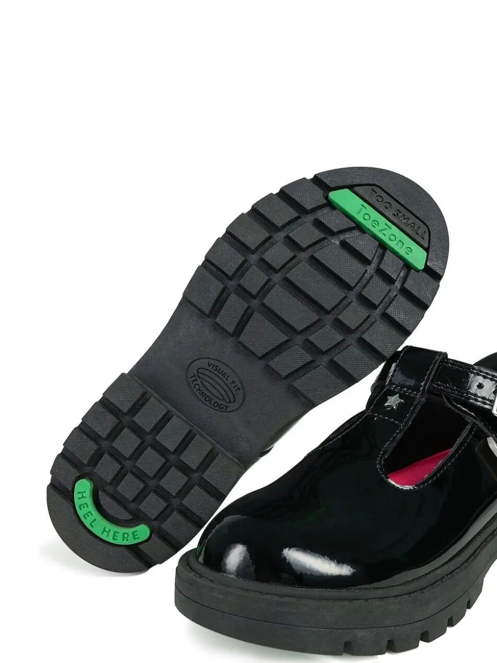 Toezone Pia Patent T-Bar Flower School Shoes