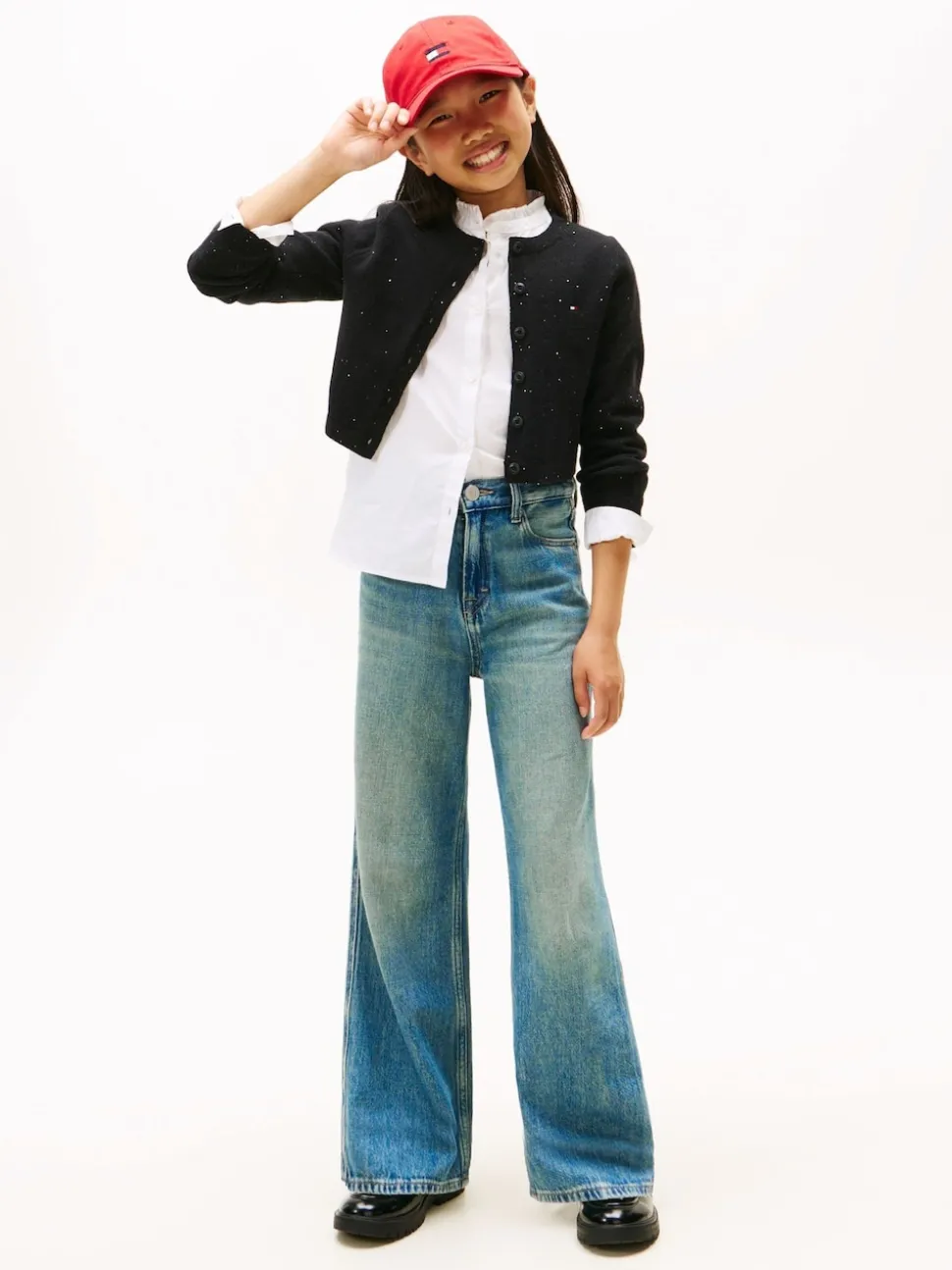 Tommy Hilfiger Black Sequin Rib-Knit Slim Cardigan