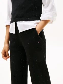 Tommy Hilfiger Black Sequin Wide Leg Drawstring Trousers