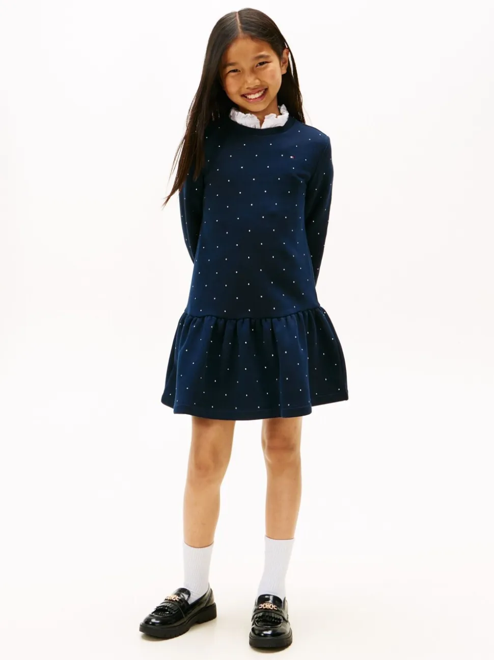 Tommy Hilfiger Blue Festive Stud Relaxed Fleece Skater Dress