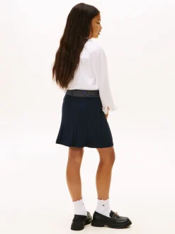 Tommy Hilfiger Blue Glitter Waistband Mini Cable Knit Skirt