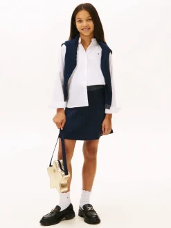 Tommy Hilfiger Blue Glitter Waistband Mini Cable Knit Skirt