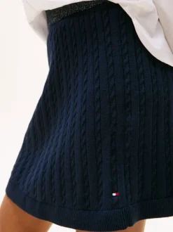 Tommy Hilfiger Blue Glitter Waistband Mini Cable Knit Skirt
