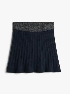 Tommy Hilfiger Blue Glitter Waistband Mini Cable Knit Skirt