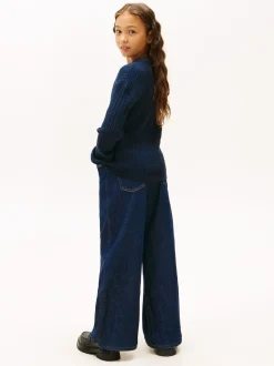 Tommy Hilfiger Blue Glitter Mini Cable Knit Relaxed Sweatshirt