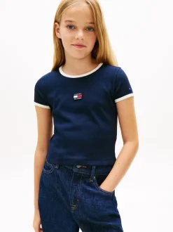 Tommy Hilfiger Blue Heritage Flag Ribbed Extra Slim T-Shirt