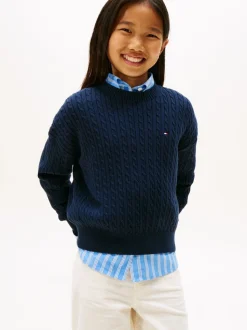 Tommy Hilfiger Blue Relaxed Cable Knit Jumper