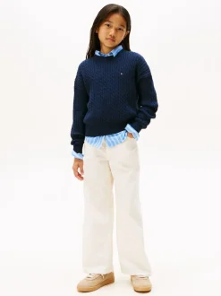 Tommy Hilfiger Blue Relaxed Cable Knit Jumper