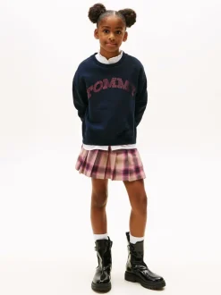 Tommy Hilfiger Brown Pleated Flannel Check Mini Skirt