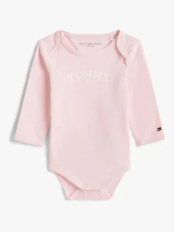 Tommy Hilfiger Pink Logo Jersey Long Sleeve Bodysuit