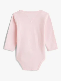 Tommy Hilfiger Pink Logo Jersey Long Sleeve Bodysuit