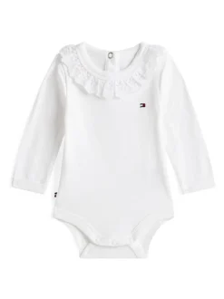 Tommy Hilfiger White Essential Broderie Anglaise Collar Bodysuit