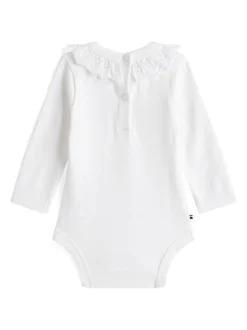 Tommy Hilfiger White Essential Broderie Anglaise Collar Bodysuit