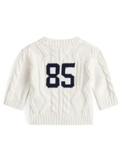 Tommy Hilfiger White Intarsia Back Logo Mixed Knit Cardigan
