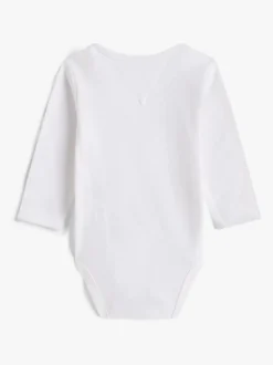 Tommy Hilfiger White Logo Jersey Long Sleeve Bodysuit