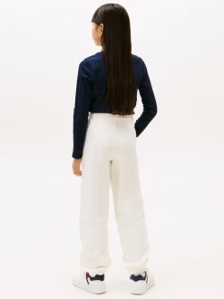 Tommy Hilfiger White Textured Logo Relaxed Joggers