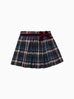 Trotters London Blue Bonnie Tartan Bow Skirt