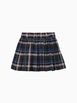 Trotters London Blue Bonnie Tartan Bow Skirt