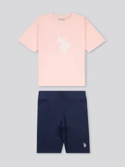 U.S. Polo Assn Pink Print T-Shirt & Jersey Shorts Set