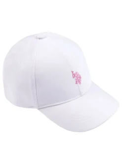 U.S. Polo Assn. White Girls Double Horsemen Canvas 100% Cotton Cap