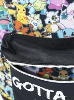 Vanilla Underground Black Pokemon Unisex Kids Multi Character Print And Gotta Catch Em All Backpack