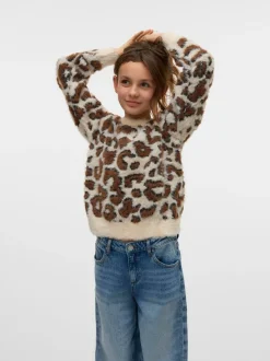 Vero Moda Cream Leopard Print Knitted Jumper