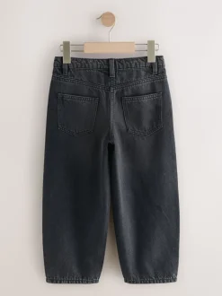 Washed Black Bow Embroidered Barrel Jeans (3-16yrs)