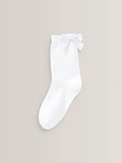White 5 Pack Cotton Rich Bow Ankle School Socks