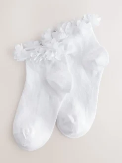 White 2 Pack Cotton Rich Bridesmaid Ankle Socks