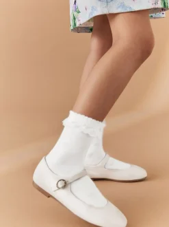 White 2 Pack Cotton Rich Heart Ruffle Ankle Socks