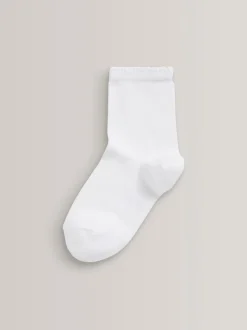 White 5 Pack Cotton Rich School Ankle Socks
