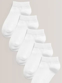 White 5 Pack Cotton Rich Trainer Socks