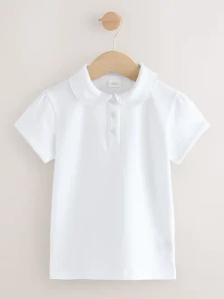 White 5 Pack Cotton Stretch Frill Collar School Polo Tops (3-16yrs)