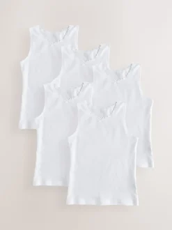 White 5 Pack Lace Trim Vest (1.5-16yrs)