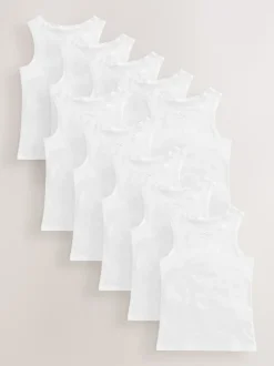 White 10 Pack Lace Trim Vest (1.5-16yrs)