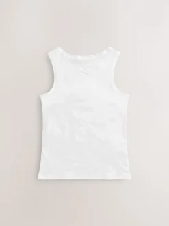 White 10 Pack Lace Trim Vest (1.5-16yrs)