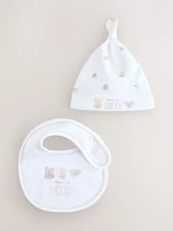 White Baby Sleepsuit and Hat Set (0-12mths)