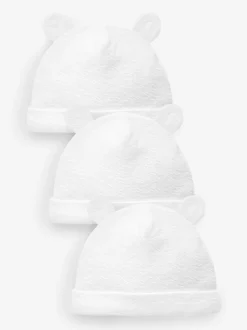 White Beanie Jersey Baby Hats 3 Pack (0-12mths)