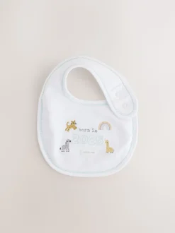 White Born in 2025 Hat and Bib Baby Set 2 Piece (0-12mths)