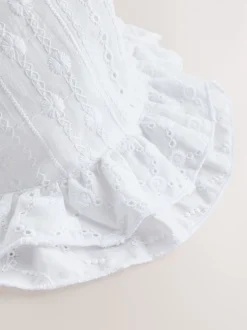 White Broderie Bucket Baby Hat (0mths-2yrs)