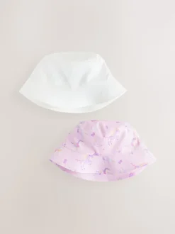 White Bucket Hats 2 Pack (3mths-16yrs)