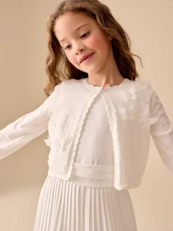 White Butterfly Occasion Shrug (3-16yrs)