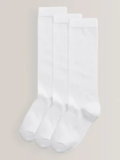 White Diamond 3 Pack Cotton Rich Knee High School Socks