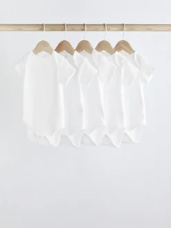 White Essential 5 Pack Short Sleeve Bodysuits