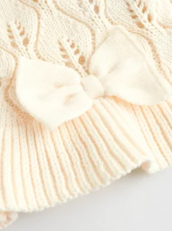 White Frill Knitted Bow Cardigan Set (0mths-3yrs)