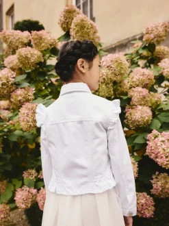 White Frill Shoulder Denim Jacket (3-16yrs)