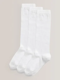 White Heart 3 Pack Cotton Rich Knee High Socks