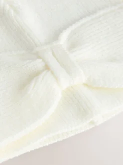 White Knitted Bow Baby Turban Hat (0mths-2yrs)